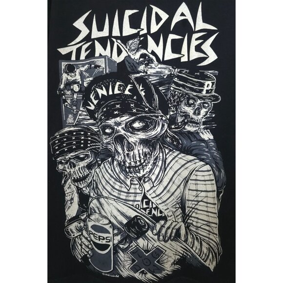 Vintage Suicidal Tendencies Venice Pepsi Black Graphic Short Sleeve T-Shirt XL - Picture 3 of 7